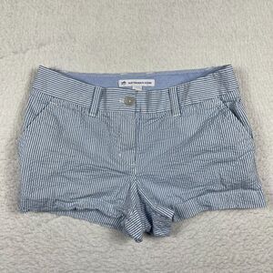 Southern Tide Shorts Womens 2 Blue Striped Seersucker Preppy Casual Beach Summer